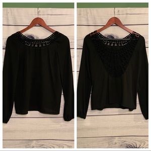 H&M | Black Blouse With Lace Crocheted Detail